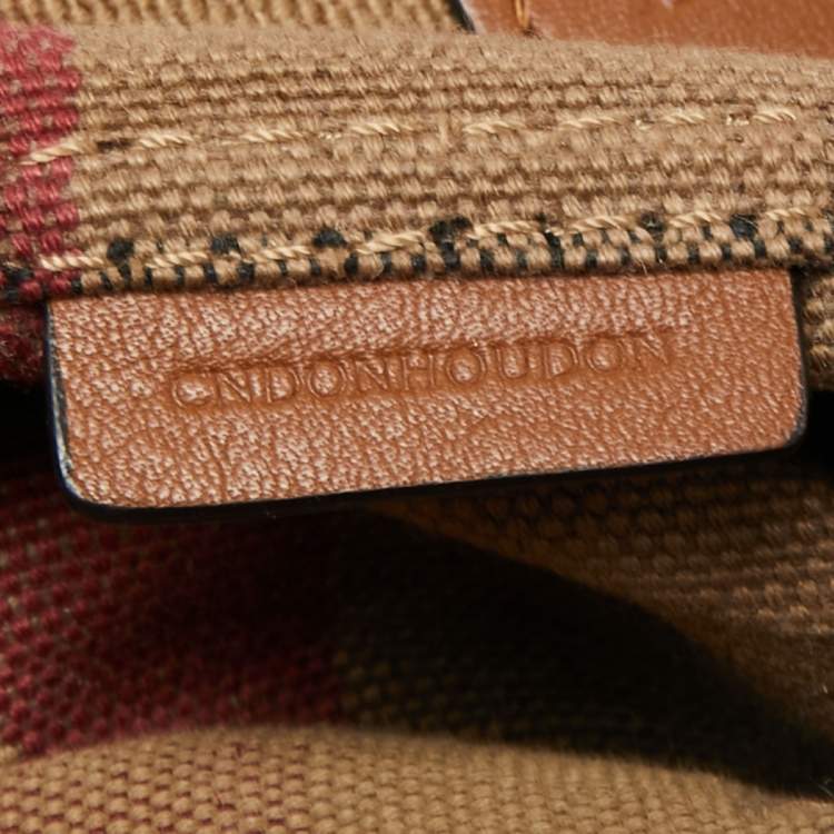 Pre Owned Burberry Beige Check Canvas And Leather Chiltern Drawstring Backpack