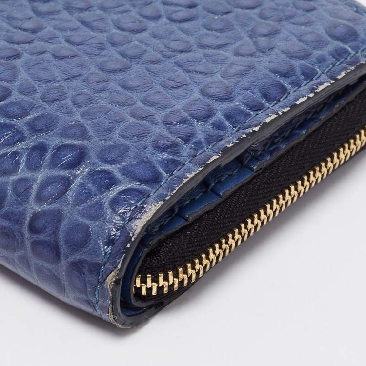 Pre Owned Burberry Blue Leather Alvington Continental Wallet