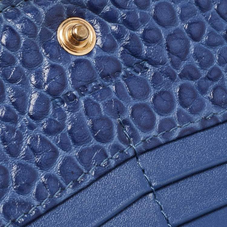 Pre Owned Burberry Blue Leather Alvington Continental Wallet