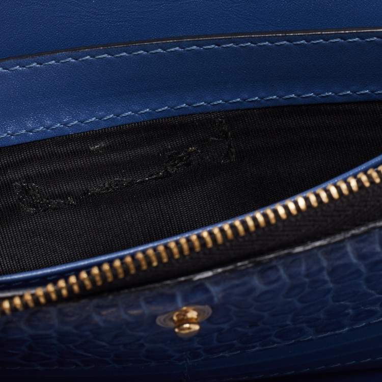 Pre Owned Burberry Blue Leather Alvington Continental Wallet