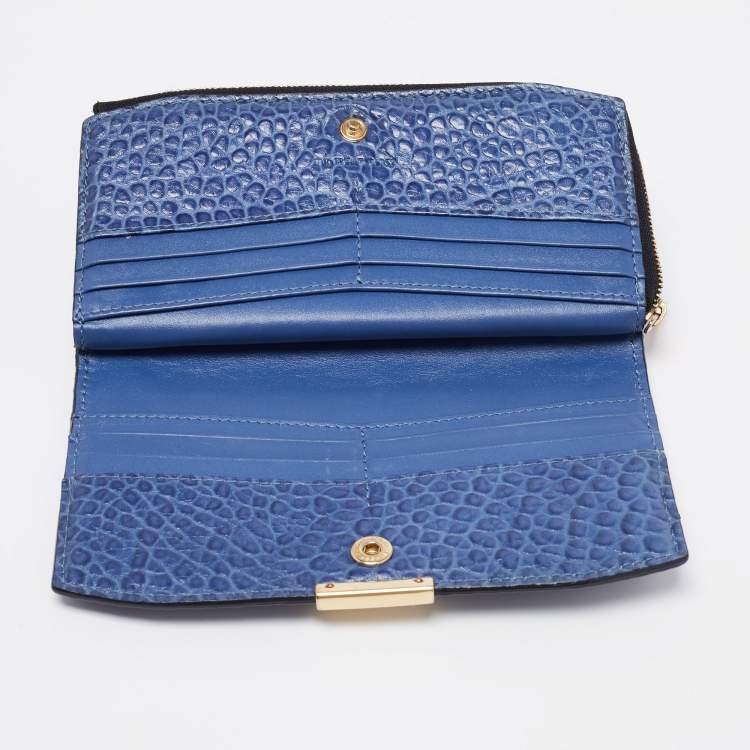 Burberry Blue Leather Flap Continental Wallet