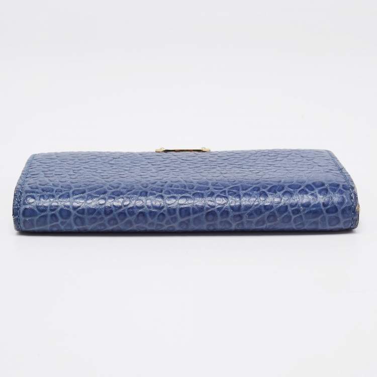 Pre Owned Burberry Blue Leather Alvington Continental Wallet