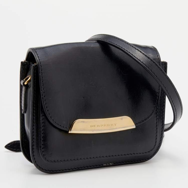 Pre Owned Burberry Black Leather Crossbody Bag