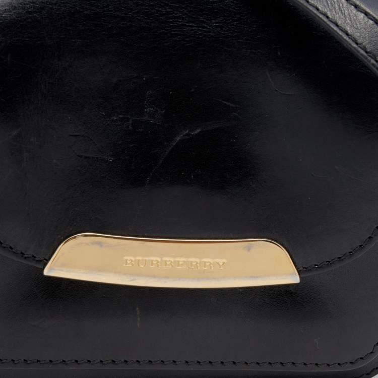 Pre Owned Burberry Black Leather Crossbody Bag