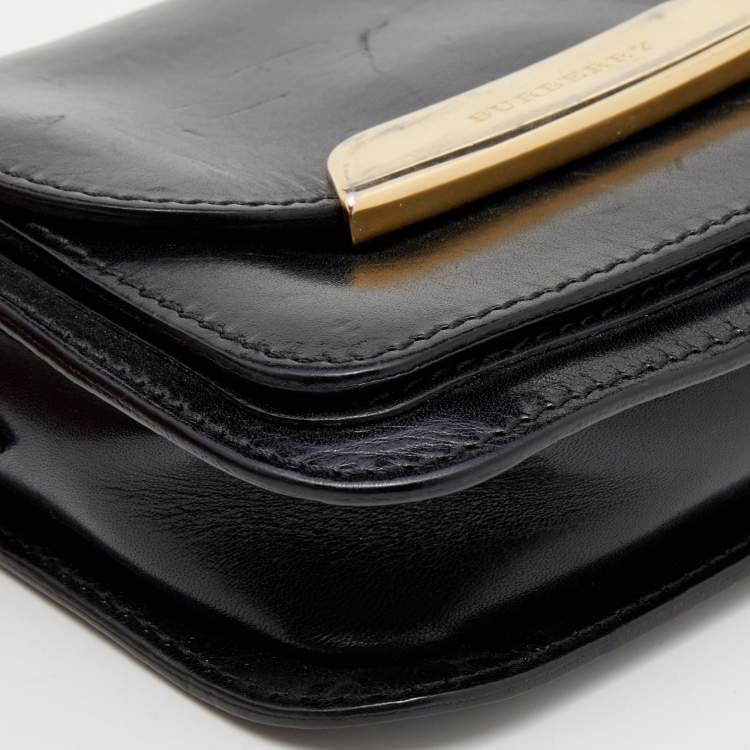 Pre Owned Burberry Black Leather Crossbody Bag