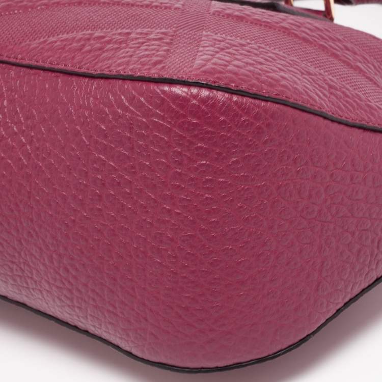 Pre Owned Burberry Burgundy Leather Orchard Bowling Bag