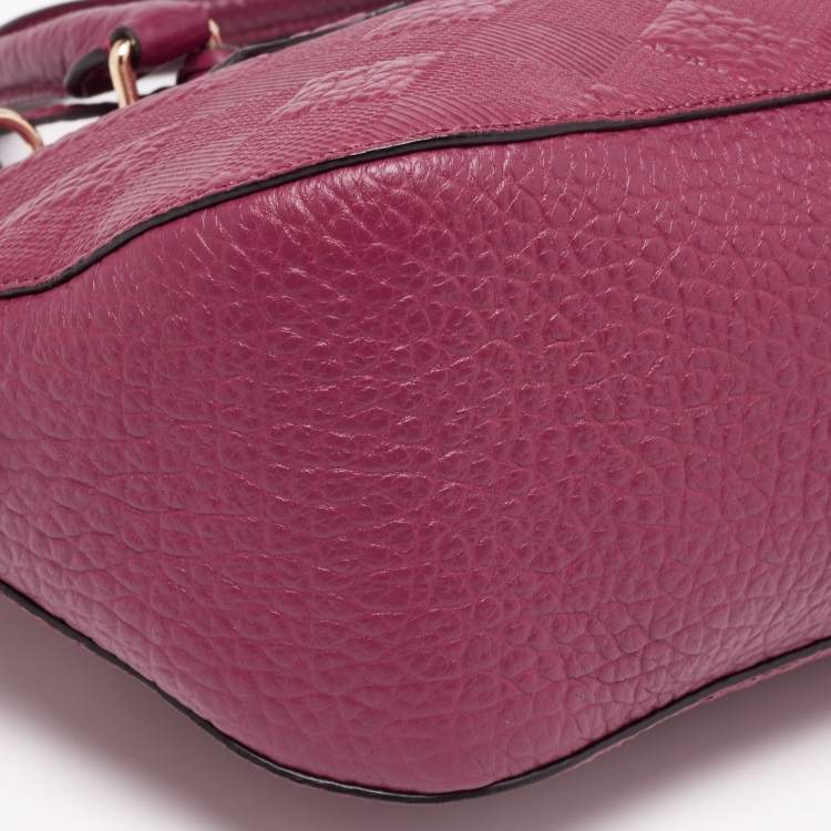 Pre Owned Burberry Burgundy Leather Orchard Bowling Bag