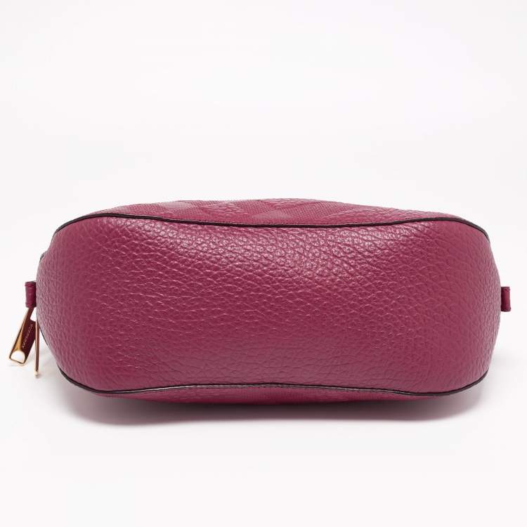 Pre Owned Burberry Burgundy Leather Orchard Bowling Bag
