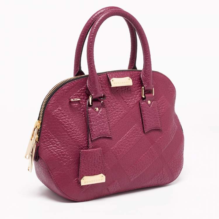 Pre Owned Burberry Burgundy Leather Orchard Bowling Bag