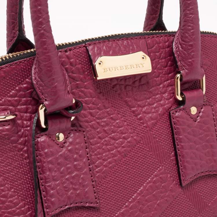 Pre Owned Burberry Burgundy Leather Orchard Bowling Bag