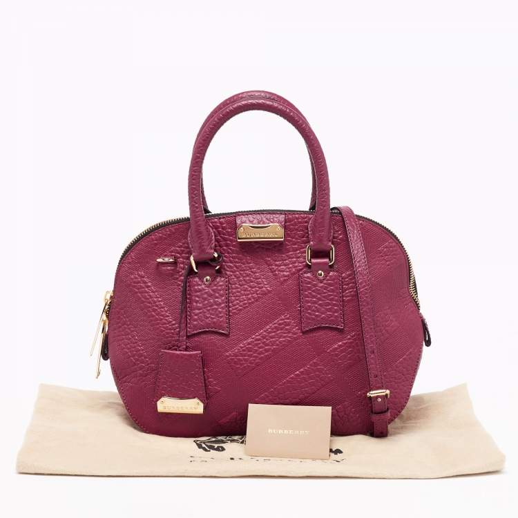 Pre Owned Burberry Burgundy Leather Orchard Bowling Bag