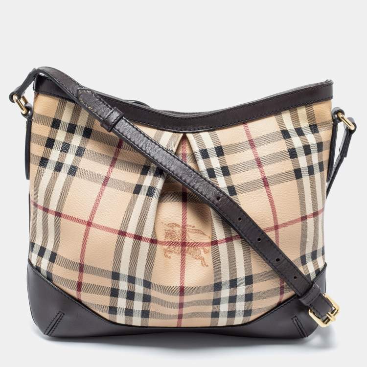 Burberry Beige Haymarket Check Coated Canvas And Leather Hartham Cross