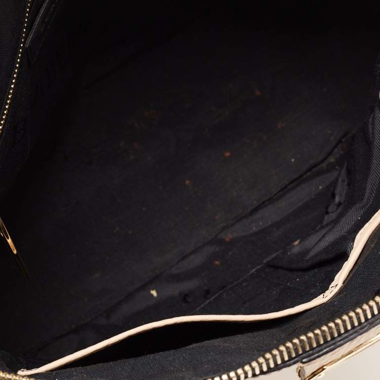 Pre Owned Burberry Beige Check Embossed Leather Orchard Satchel
