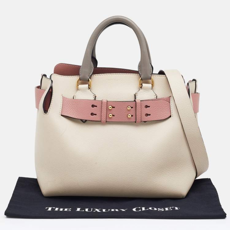 Pre Owned Burberry Tricolor Leather Small Belt Tote 