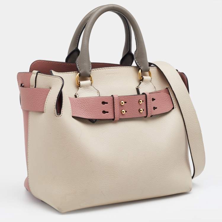 Pre Owned Burberry Tricolor Leather Small Belt Tote 