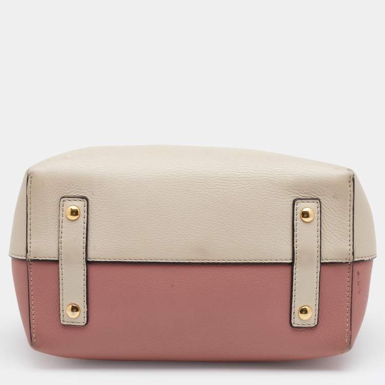 Pre Owned Burberry Tricolor Leather Small Belt Tote 