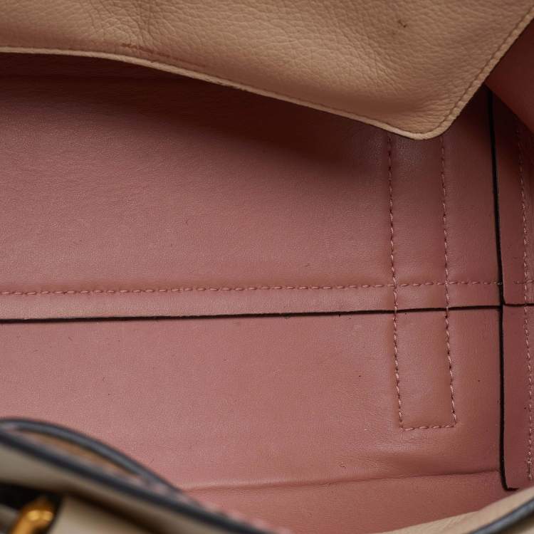 Pre Owned Burberry Tricolor Leather Small Belt Tote 