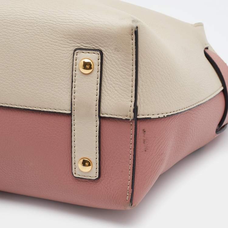 Pre Owned Burberry Tricolor Leather Small Belt Tote 