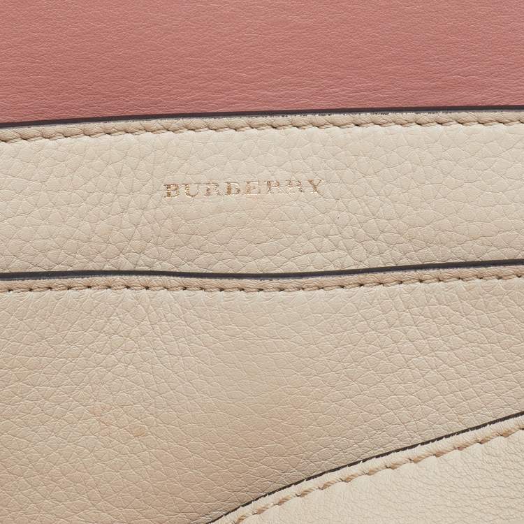 Pre Owned Burberry Tricolor Leather Small Belt Tote 