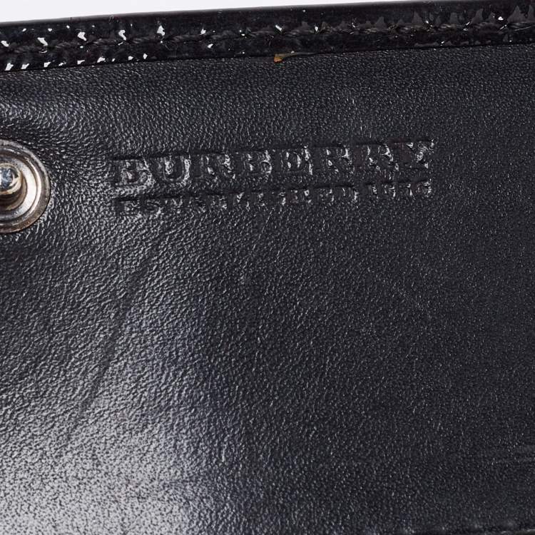 Pre Owned Burberry Black Beat Check Nylon and Patent Leather Penrose Continental Wallet