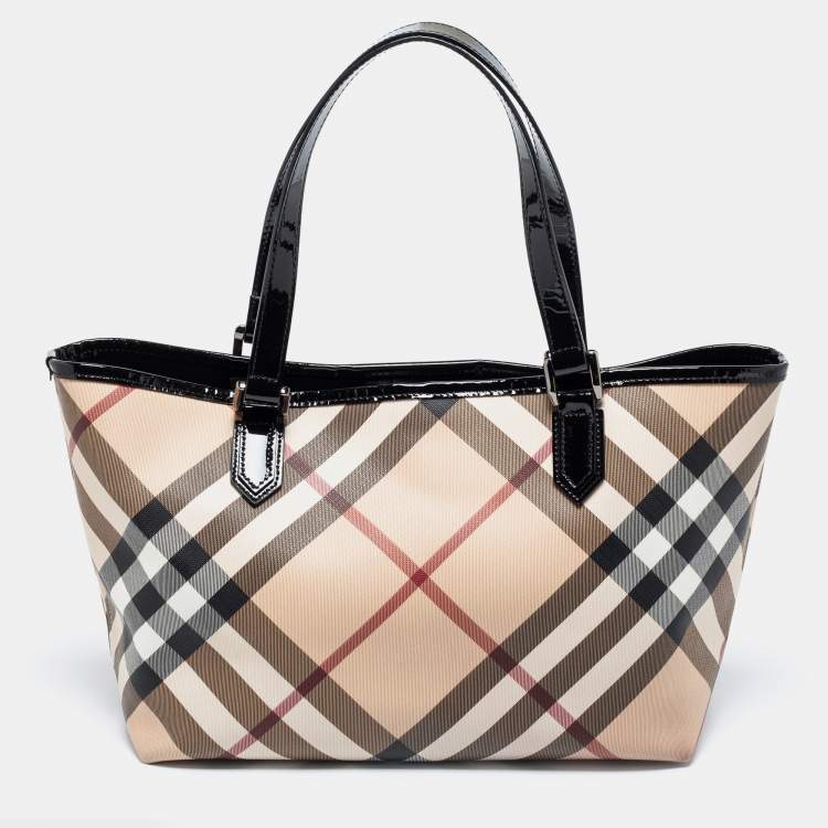 Burberry Black/Beige Supernova Check PVC and Patent Leather Nickie Tote  Burberry | TLC