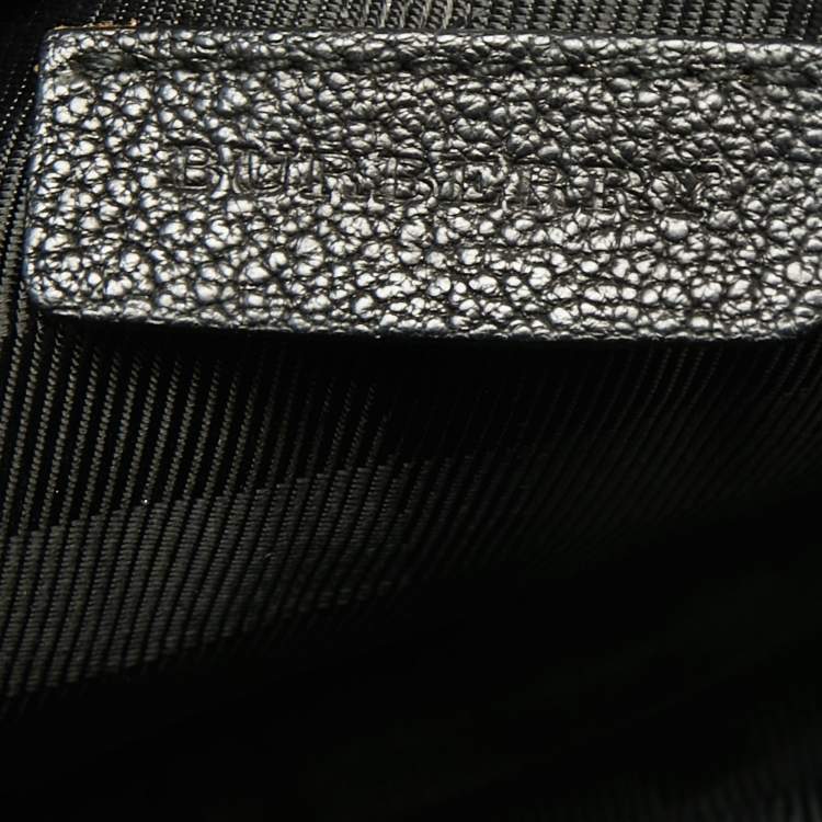 Pre Owned Burberry Black Leather Wristlet Clutch