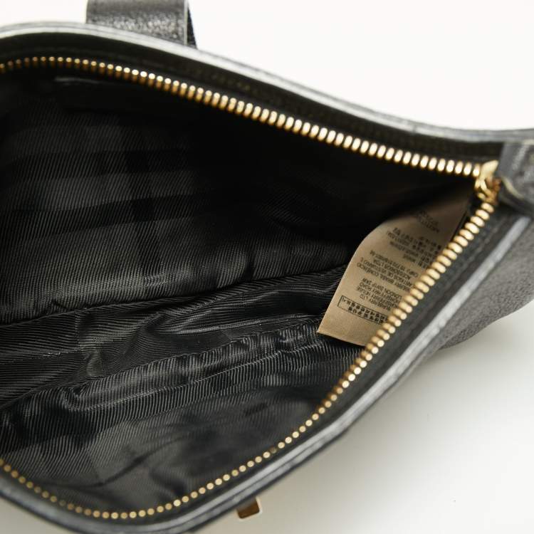 Pre Owned Burberry Black Leather Wristlet Clutch
