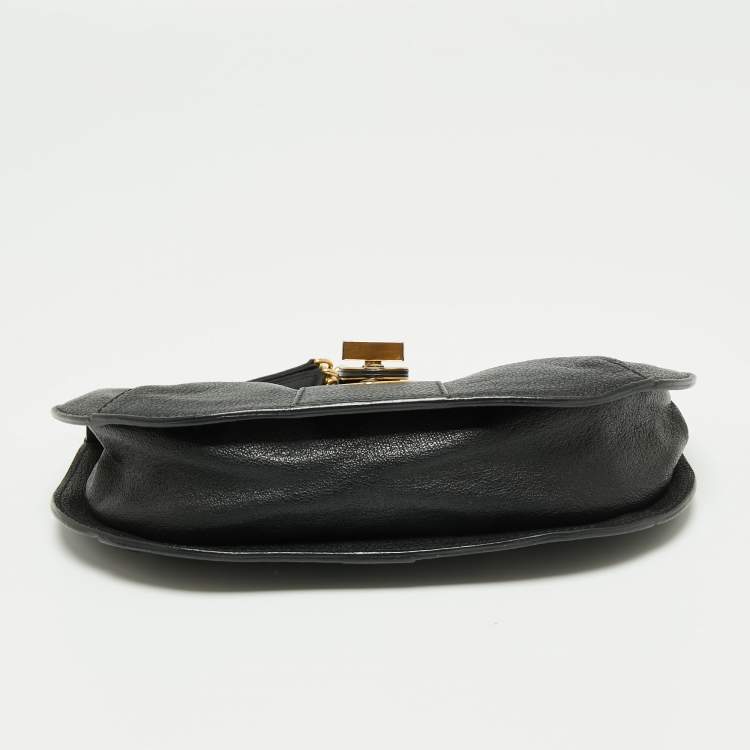 Pre Owned Burberry Black Leather Wristlet Clutch