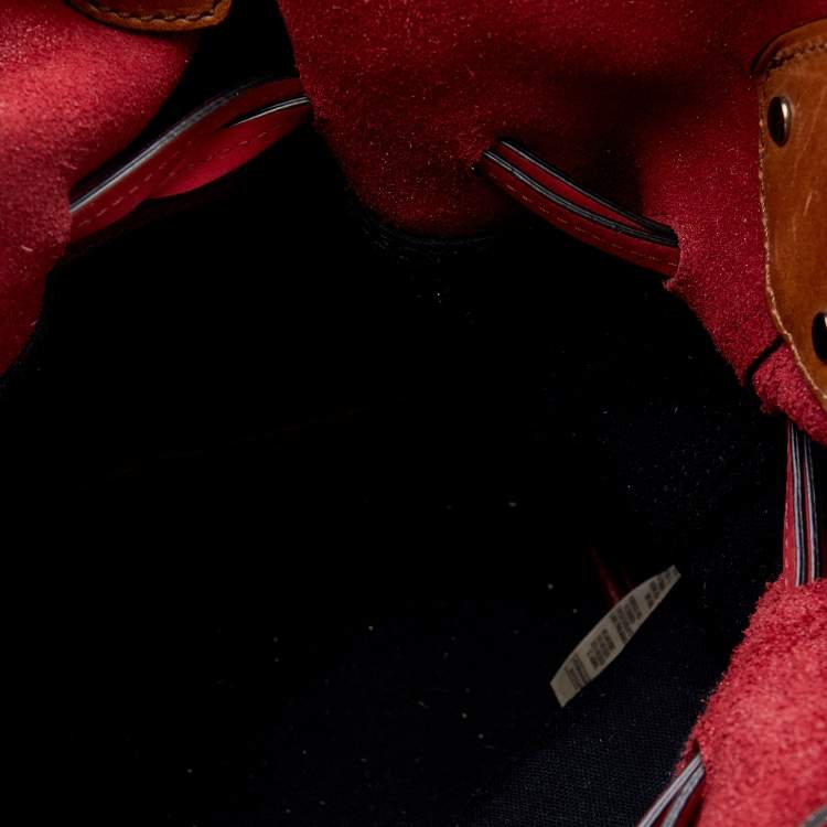 Pre Owned Burberry Multicolor Leather And Canvas Fringe Bucket Bag