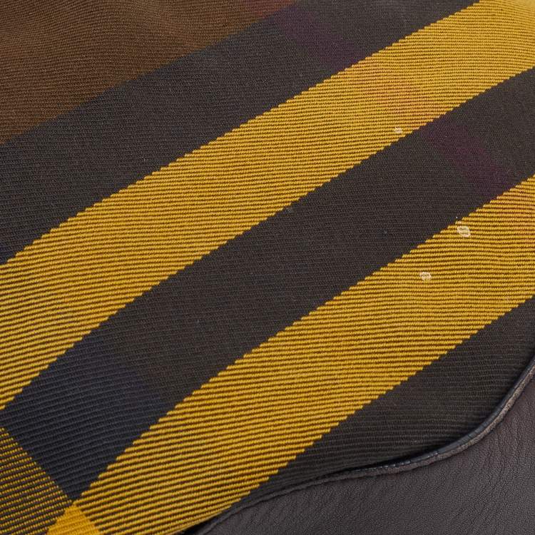 Pre Owned Burberry Brown/Yellow Vintage House Check Canvas and Leather Ashwood Hobo