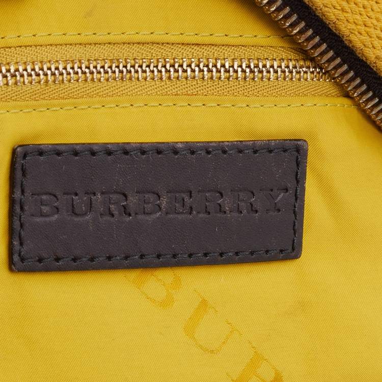 Pre Owned Burberry Brown/Yellow Vintage House Check Canvas and Leather Ashwood Hobo