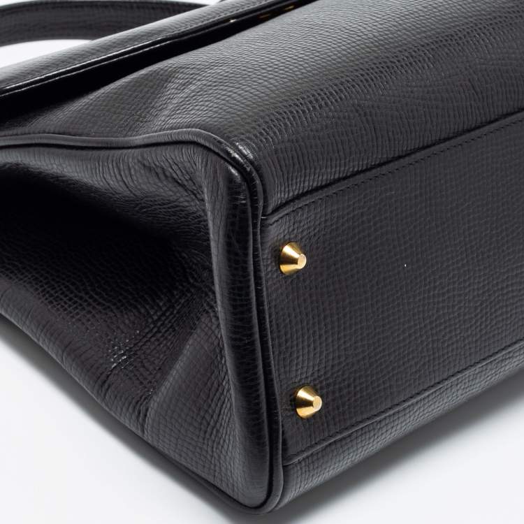 Pre Owned Burberry Black Leather Vintage Top Handle Bag
