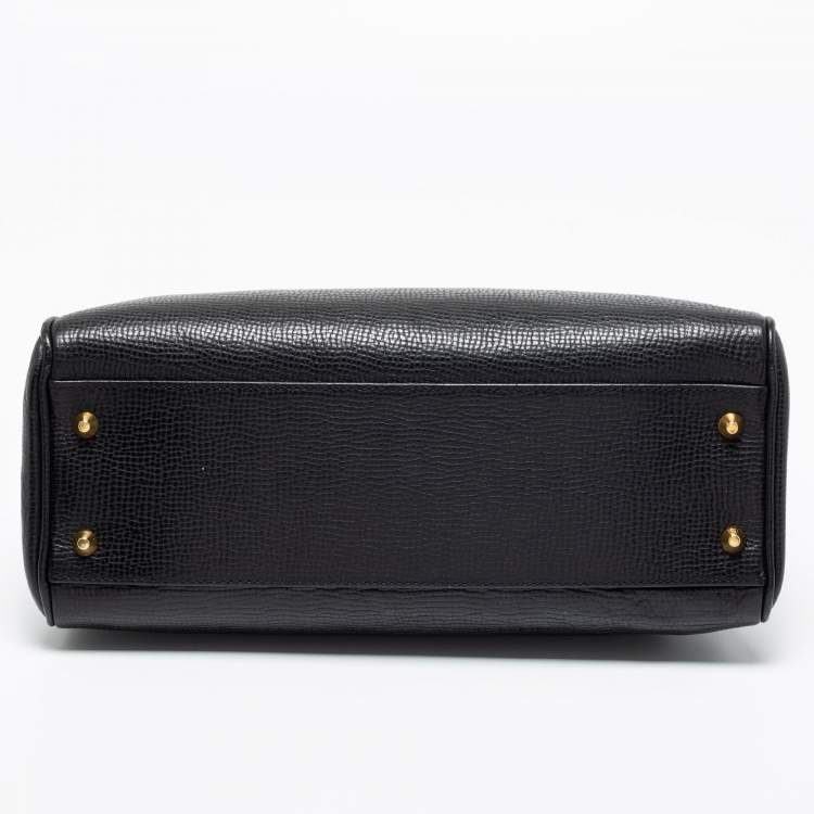 Pre Owned Burberry Black Leather Vintage Top Handle Bag
