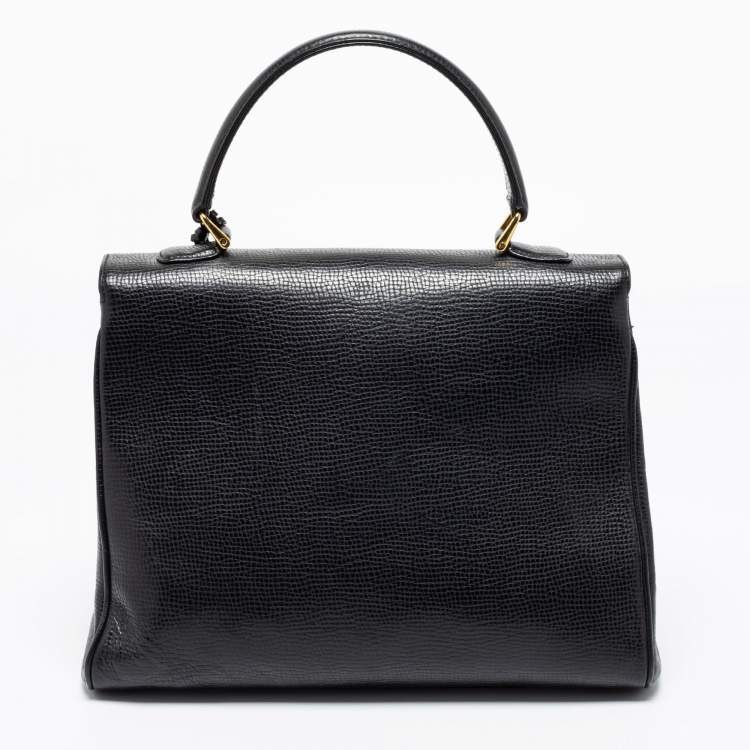Pre Owned Burberry Black Leather Vintage Top Handle Bag