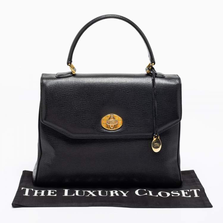 Pre Owned Burberry Black Leather Vintage Top Handle Bag