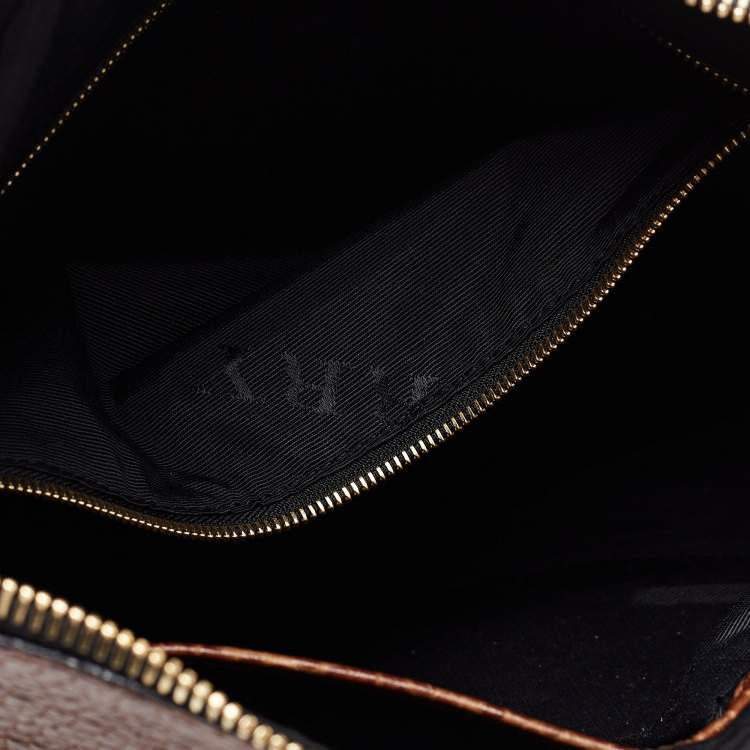 Pre Owned Burberry Brown Grain Leather Small Ledbury Hobo