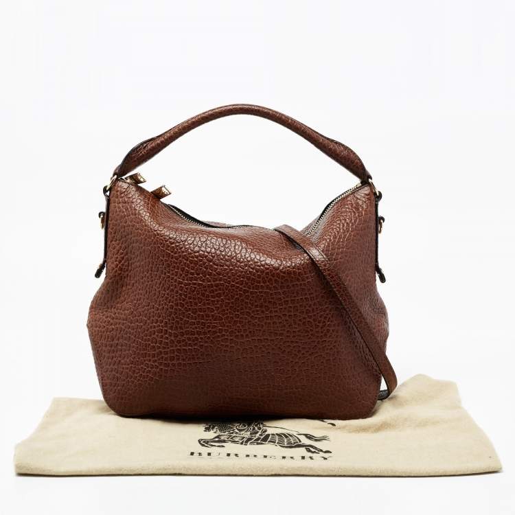 Pre Owned Burberry Brown Grain Leather Small Ledbury Hobo