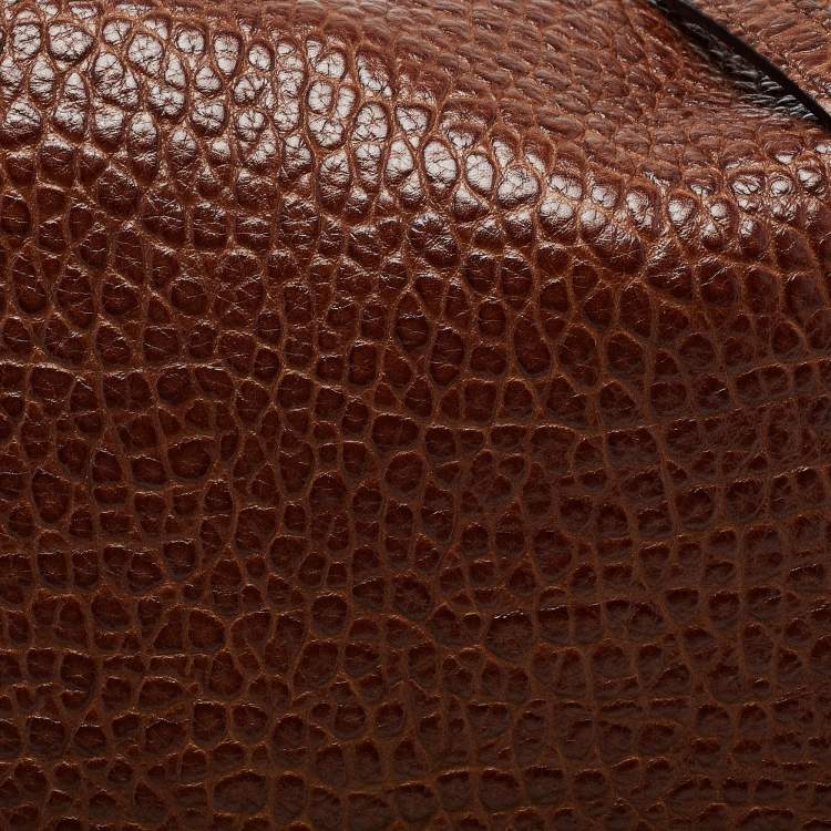 Pre Owned Burberry Brown Grain Leather Small Ledbury Hobo