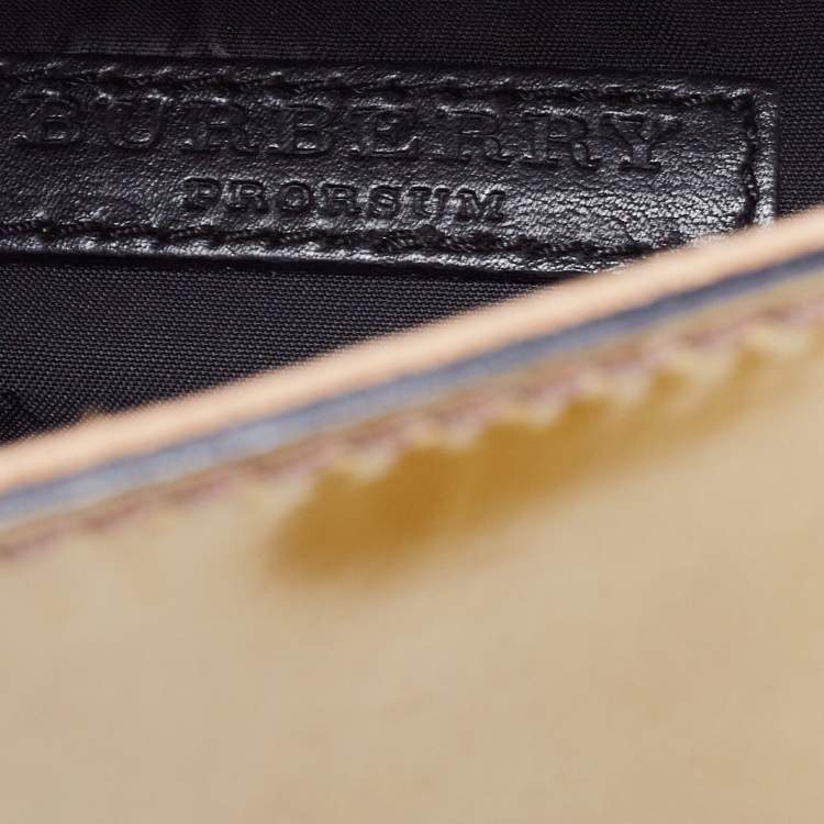 Pre Owned Burberry Olive Green Patent Leather And Suede Shoulder Bag