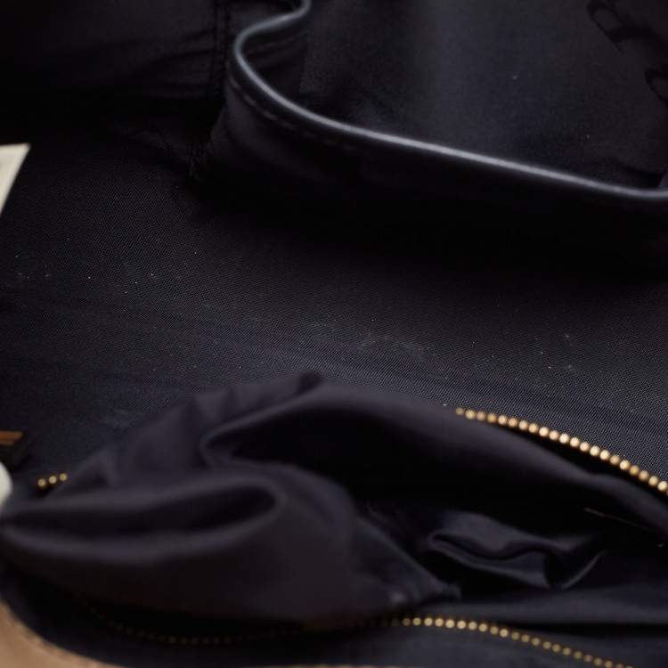 Pre Owned Burberry Olive Green Patent Leather And Suede Shoulder Bag