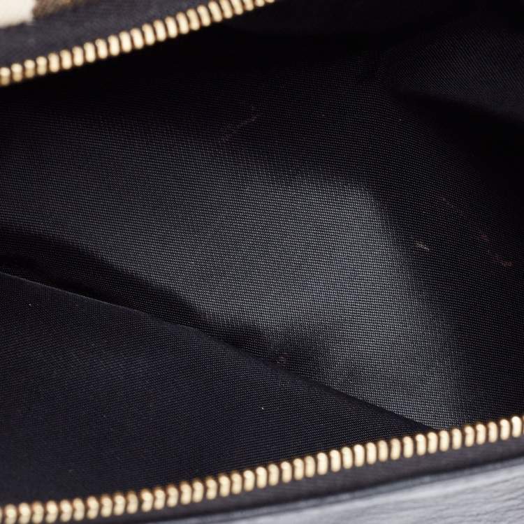 Pre Owned Burberry Black House Check Canvas and Leather Adeline Fold Over Clutch
