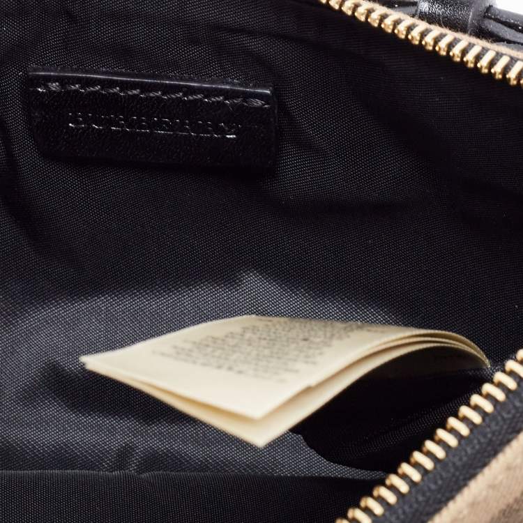 Pre Owned Burberry Black House Check Canvas and Leather Adeline Fold Over Clutch