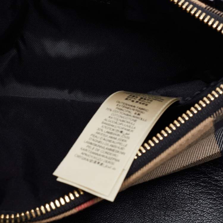 Pre Owned Burberry Black House Check Canvas and Leather Adeline Fold Over Clutch