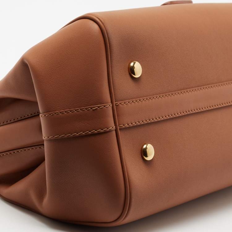 Pre Owned Burberry Brown Leather Bowling Bag
