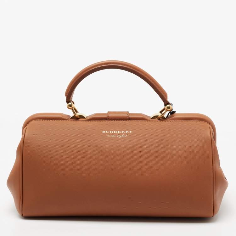 Pre Owned Burberry Brown Leather Bowling Bag