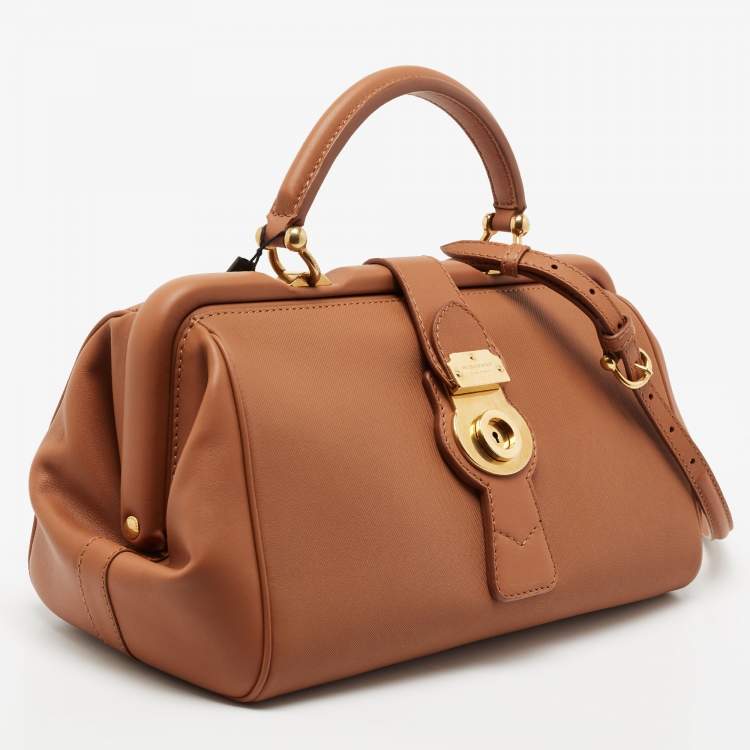 Pre Owned Burberry Brown Leather Bowling Bag