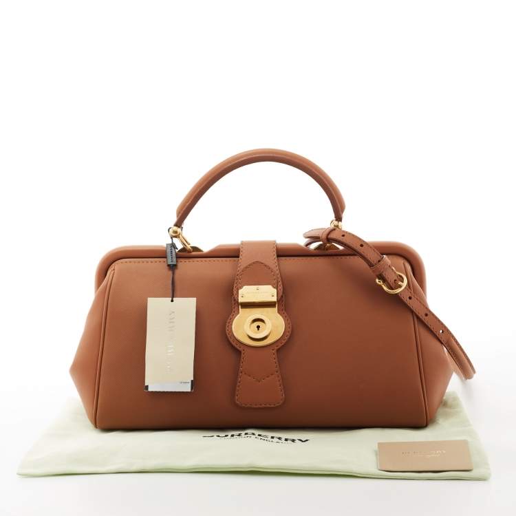 Pre Owned Burberry Brown Leather Bowling Bag