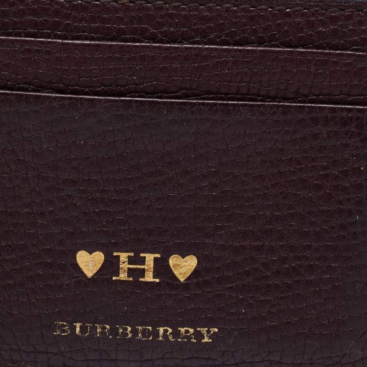 Pre Owned Burberry Brown House Check Canvas and Leather Card Holder   