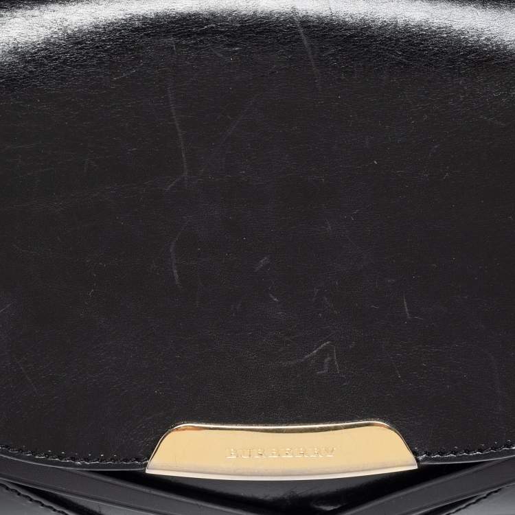 Pre Owned Burberry Black Leather Abbott Crossbody Bag