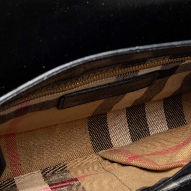 Pre Owned Burberry Black Leather Abbott Crossbody Bag